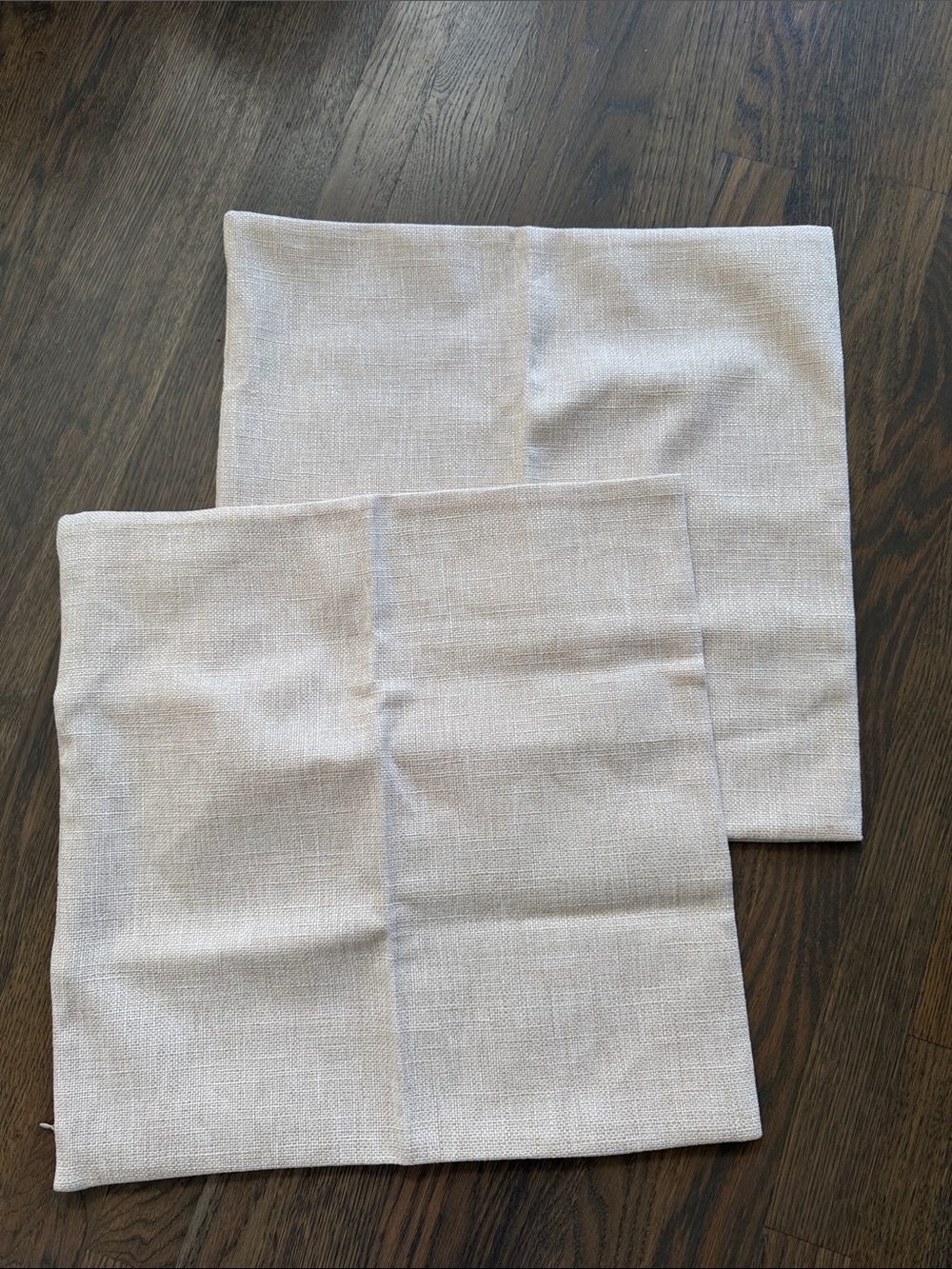 Set of two Neutral Beige Linen Texture woven pillow covers